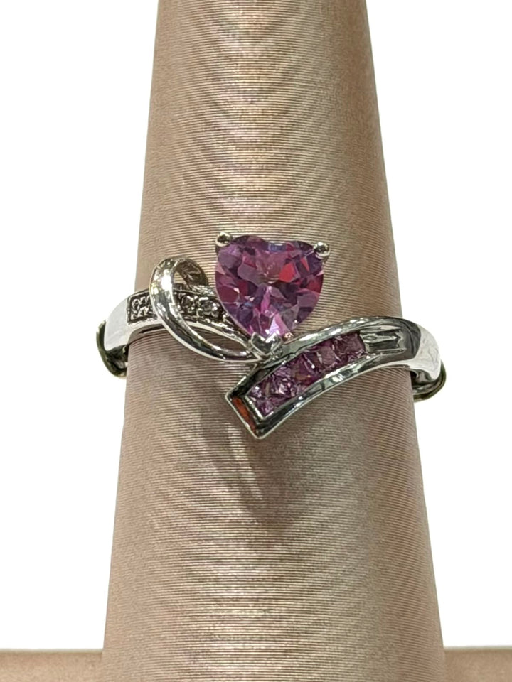 10K WHITE GOLD PINK SAPPHIRE RING