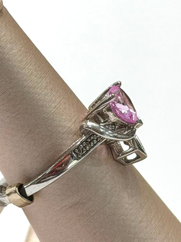 10K WHITE GOLD PINK SAPPHIRE RING