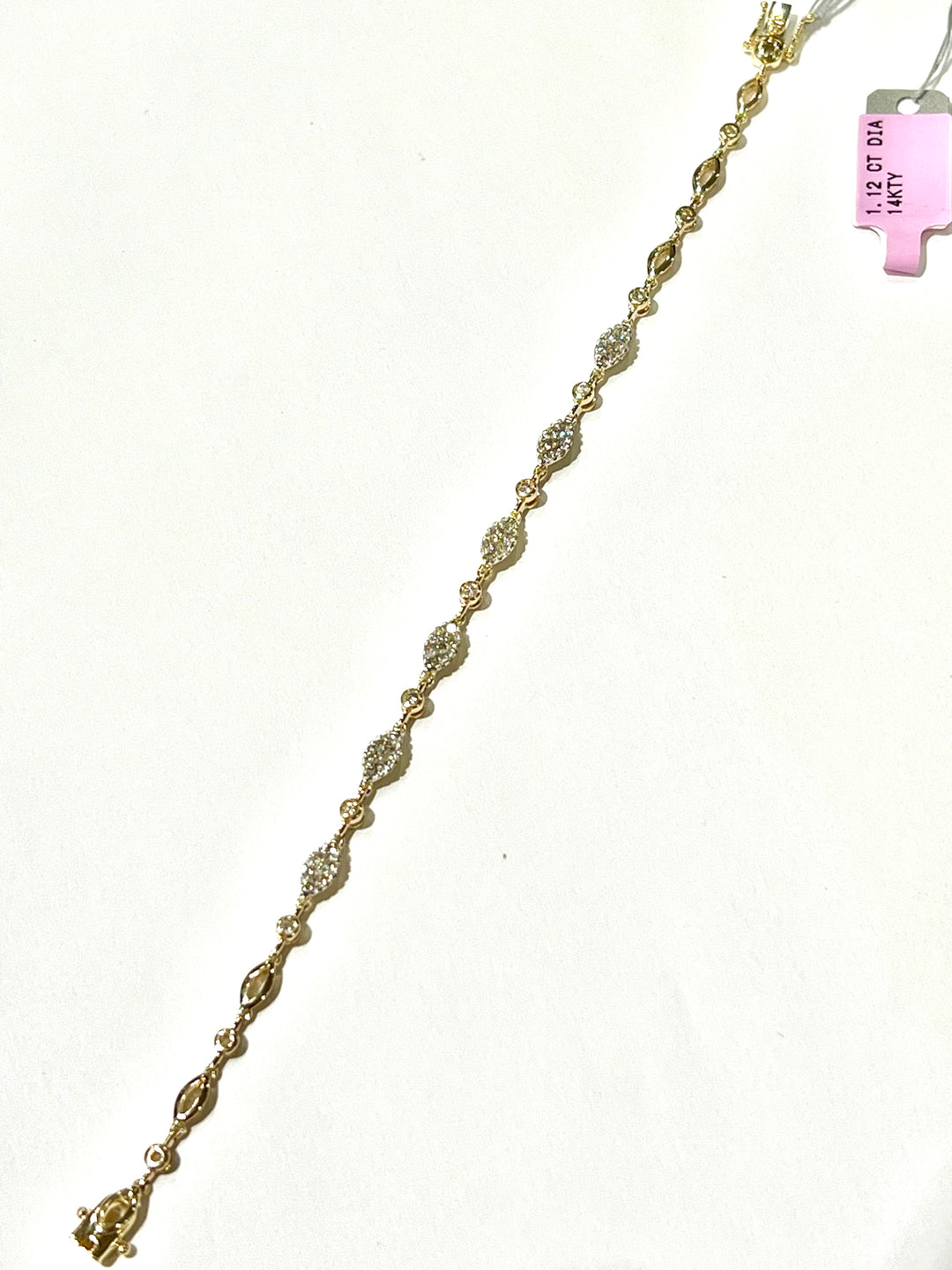14K GOLD DIAMOND BEZEL STATION BRACELET