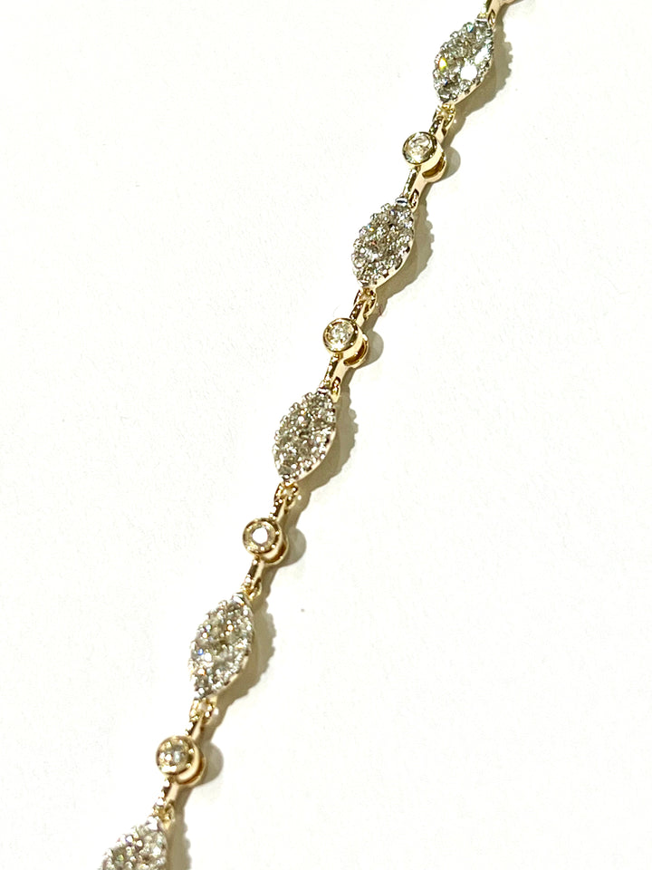 14K GOLD DIAMOND BEZEL STATION BRACELET
