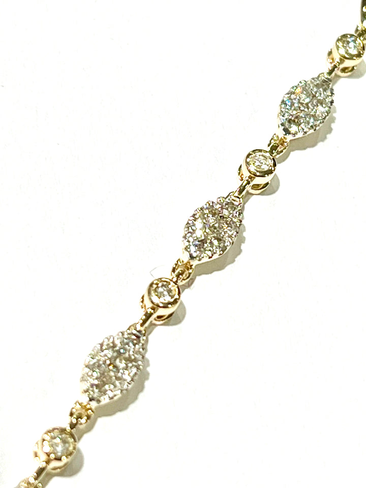14K GOLD DIAMOND BEZEL STATION BRACELET