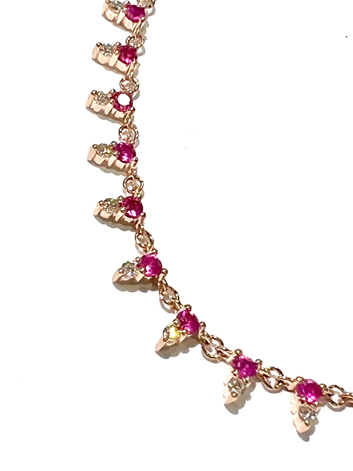 14K GOLD RUBY AND DIAMONDS NECKLACE