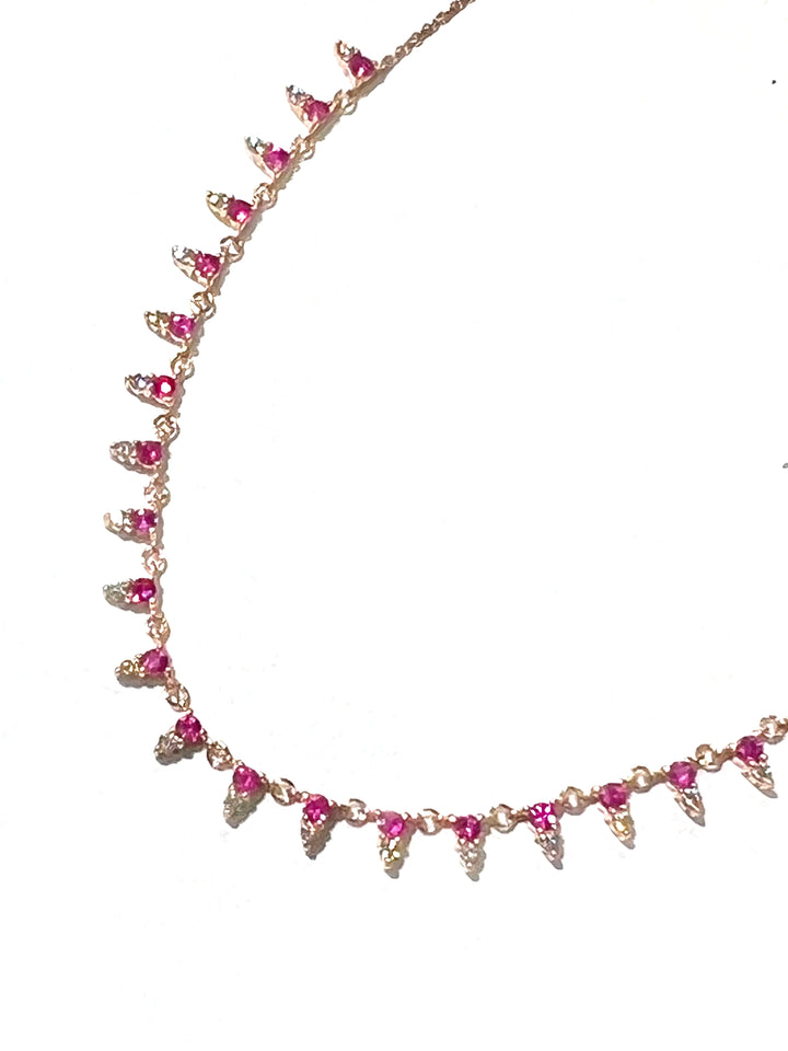 14K GOLD RUBY AND DIAMONDS NECKLACE