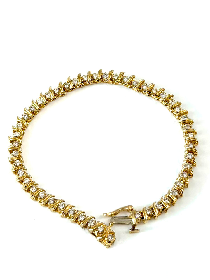 14K YELLOW GOLD 3 CT DIAMOND TENNIS BRACELET