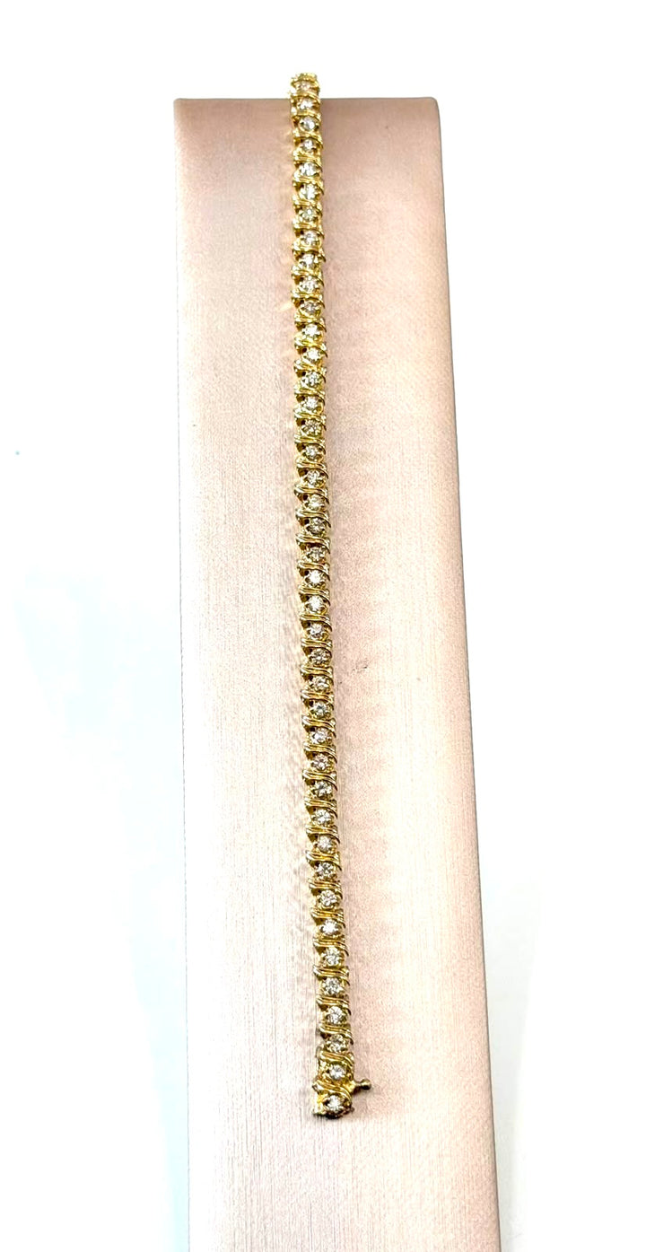 14K YELLOW GOLD 3 CT DIAMOND TENNIS BRACELET