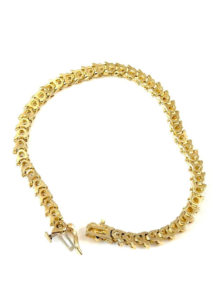 14K YELLOW GOLD 3 CT DIAMOND TENNIS BRACELET