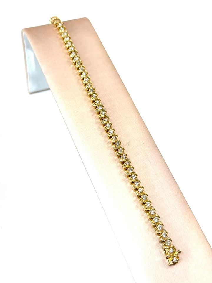 14K YELLOW GOLD 3 CT DIAMOND TENNIS BRACELET