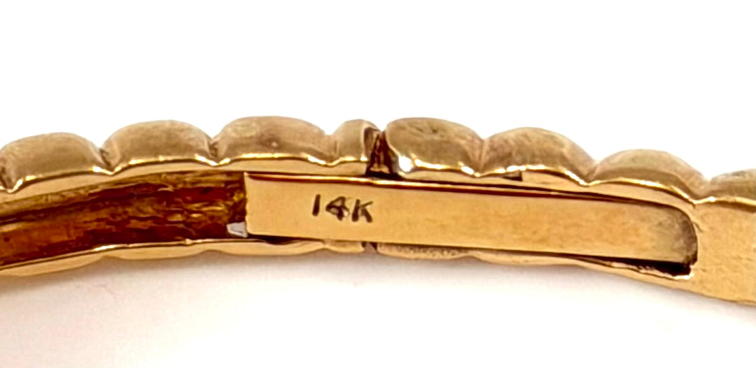 14K YELLOW GOLD EMERALD &amp; DIAMOND CUFF BRACELET