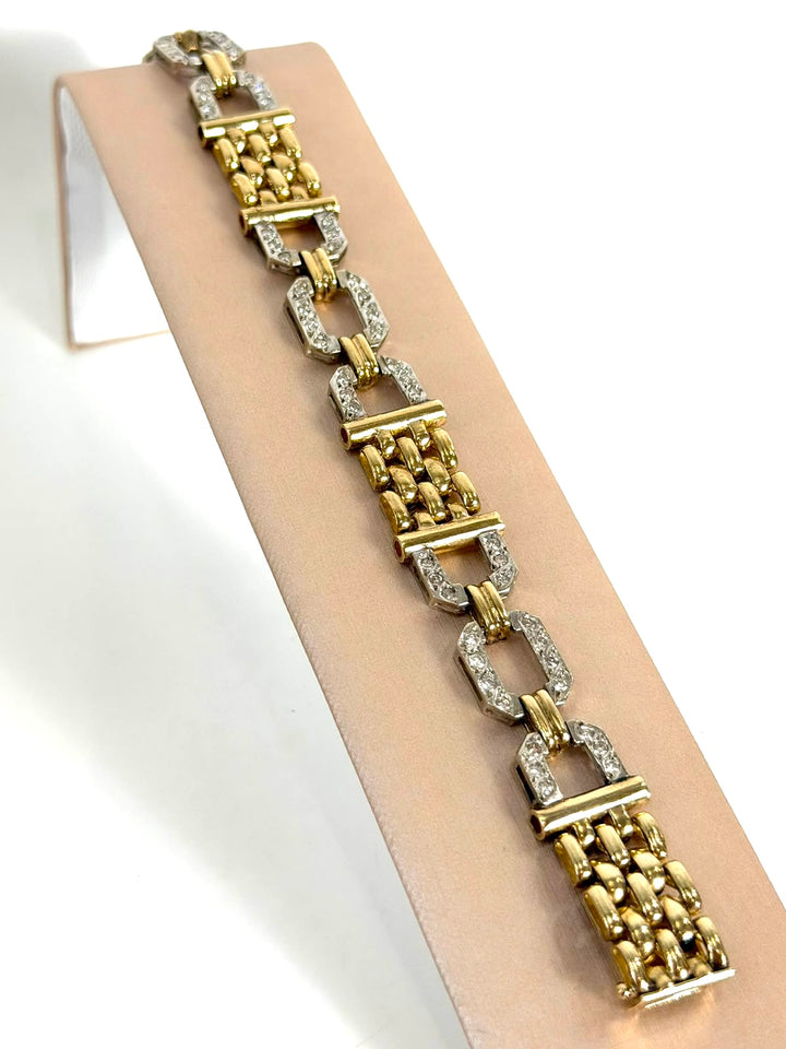 14K GOLD DIAMOND TWO-TONE MULTI STRAND BRACELET
