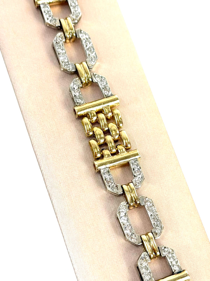 14K GOLD DIAMOND TWO-TONE MULTI STRAND BRACELET