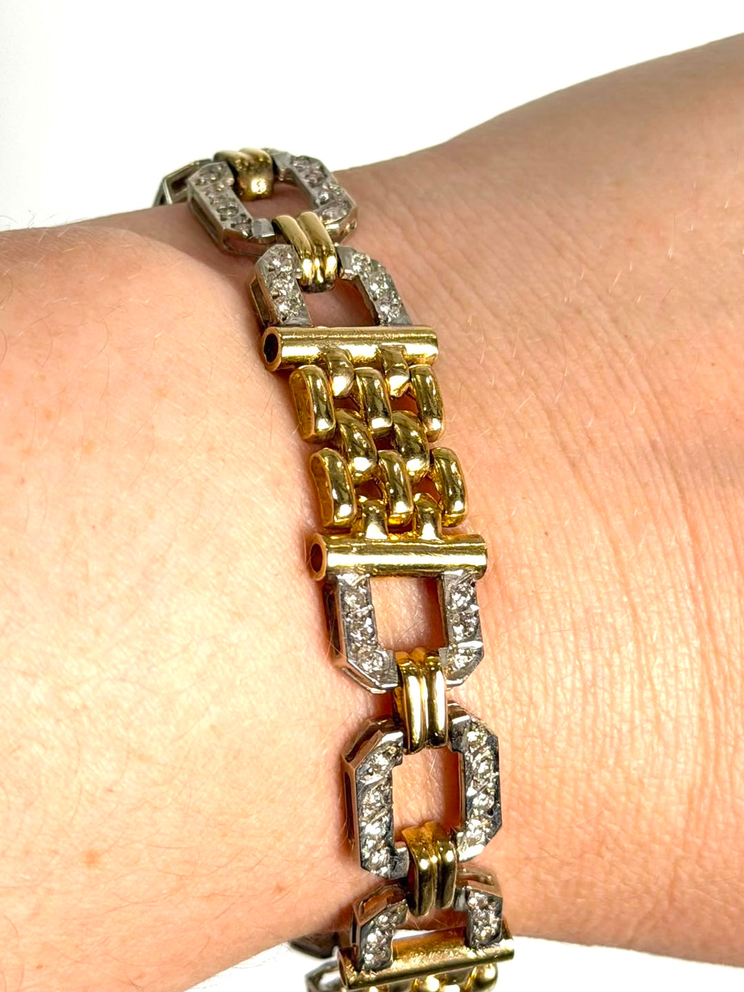 14K GOLD DIAMOND TWO-TONE MULTI STRAND BRACELET