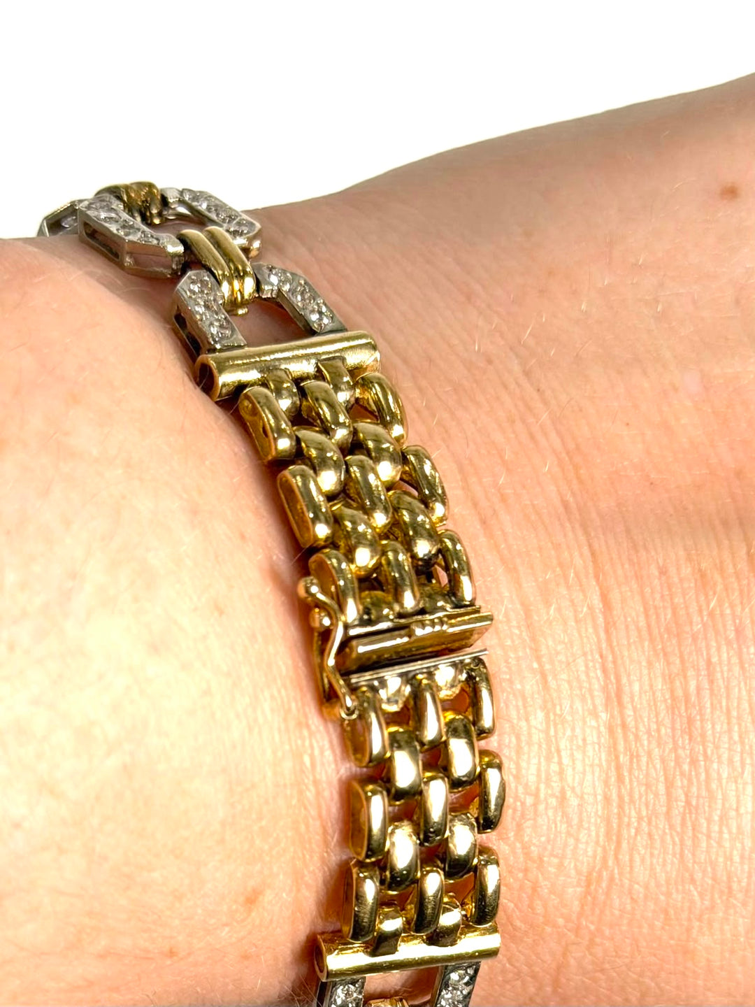 14K GOLD DIAMOND TWO-TONE MULTI STRAND BRACELET