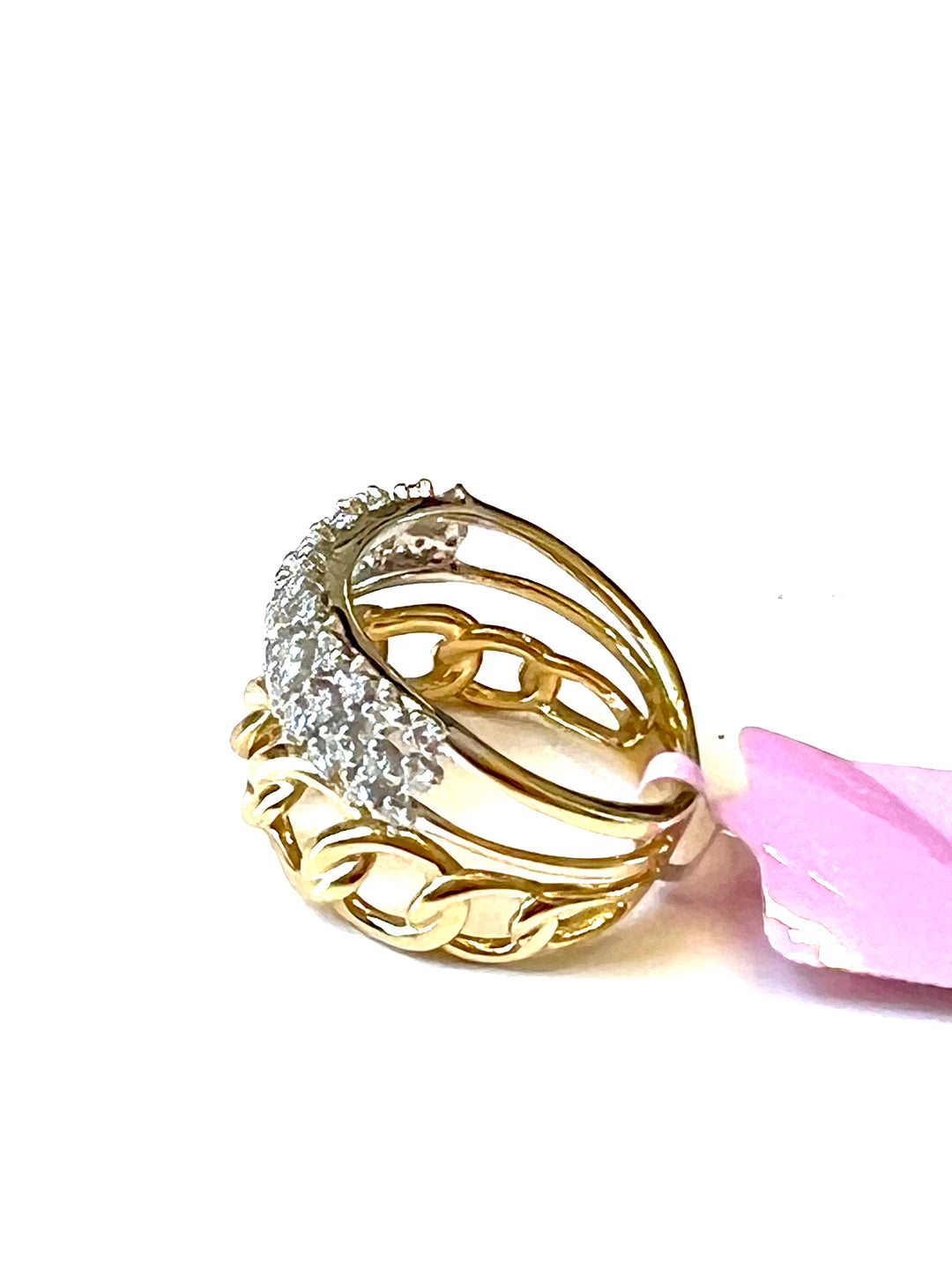 14K GOLD TWO ROW MIAMI LINK DIAMOND RING