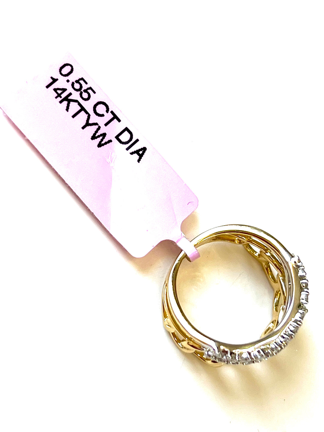 14K GOLD TWO ROW MIAMI LINK DIAMOND RING