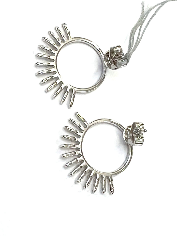 14K WHITE GOLD ROUND DANGLE DIAMOND EARRINGS