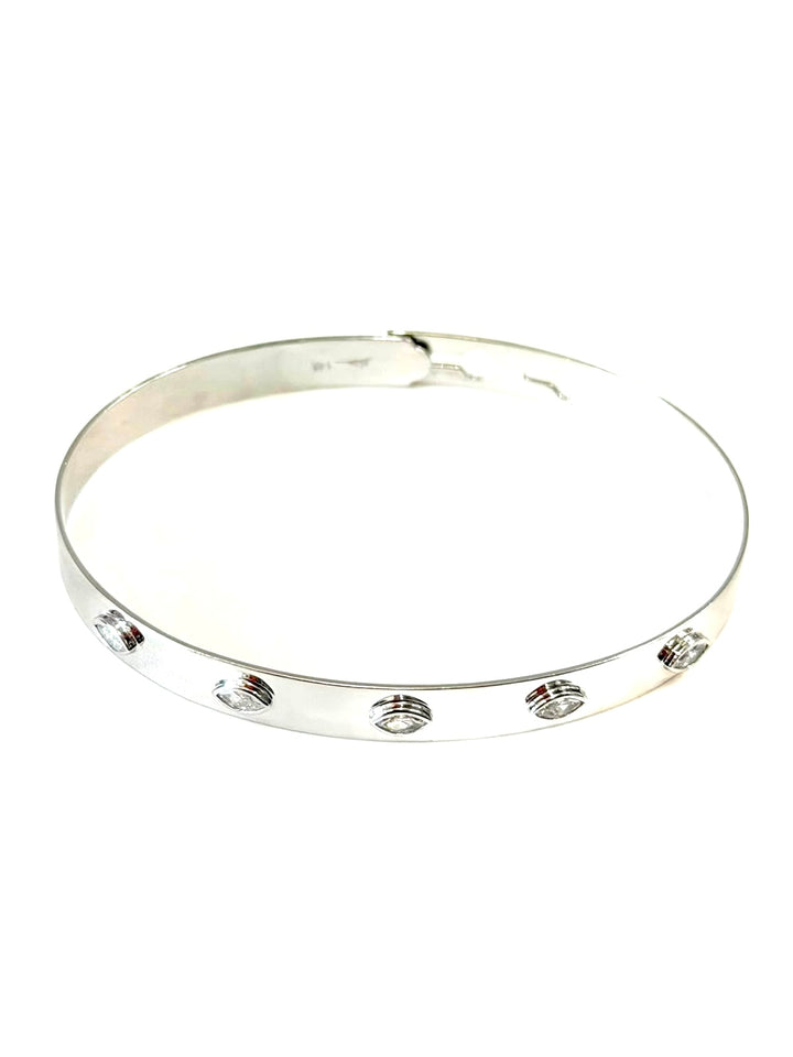 14K WHITE GOLD DIAMOND BANGLE BRACELET
