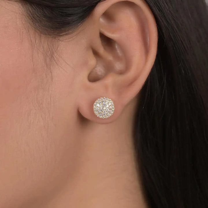 14K WHITE GOLD PAVE DIAMOND STUD EARRINGS