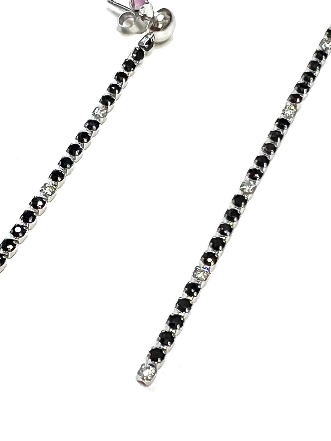 14K WHITE GOLD SAPPHIRE &amp; DIAMONDS DANGLE DROP EARRINGS