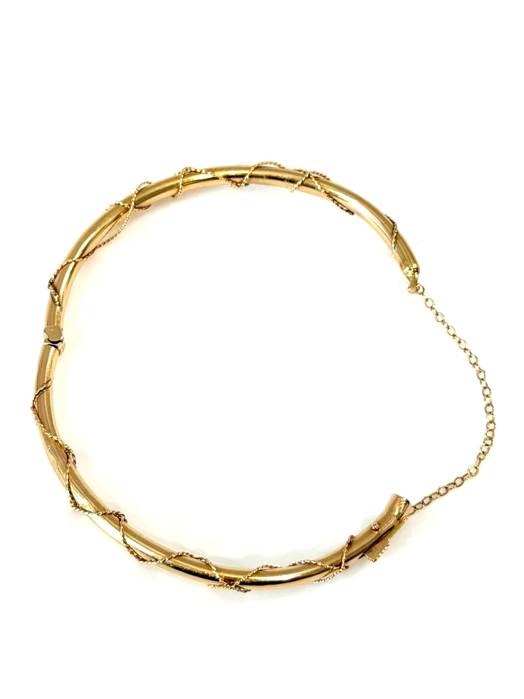 14K YELLOW GOLD TWISTED ROPE BANGLE BRACELET