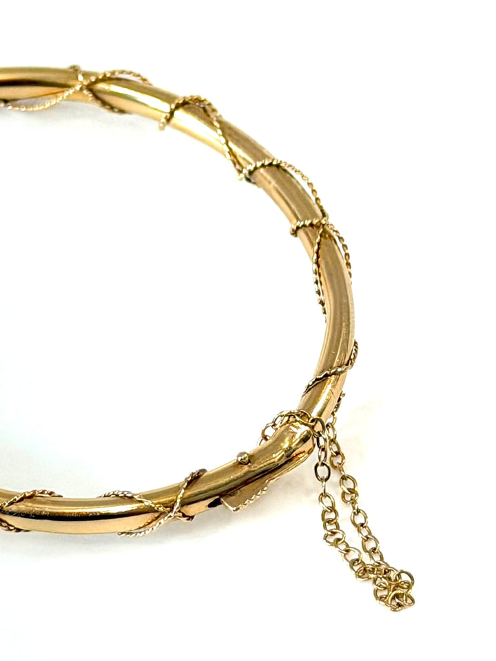 14K YELLOW GOLD TWISTED ROPE BANGLE BRACELET