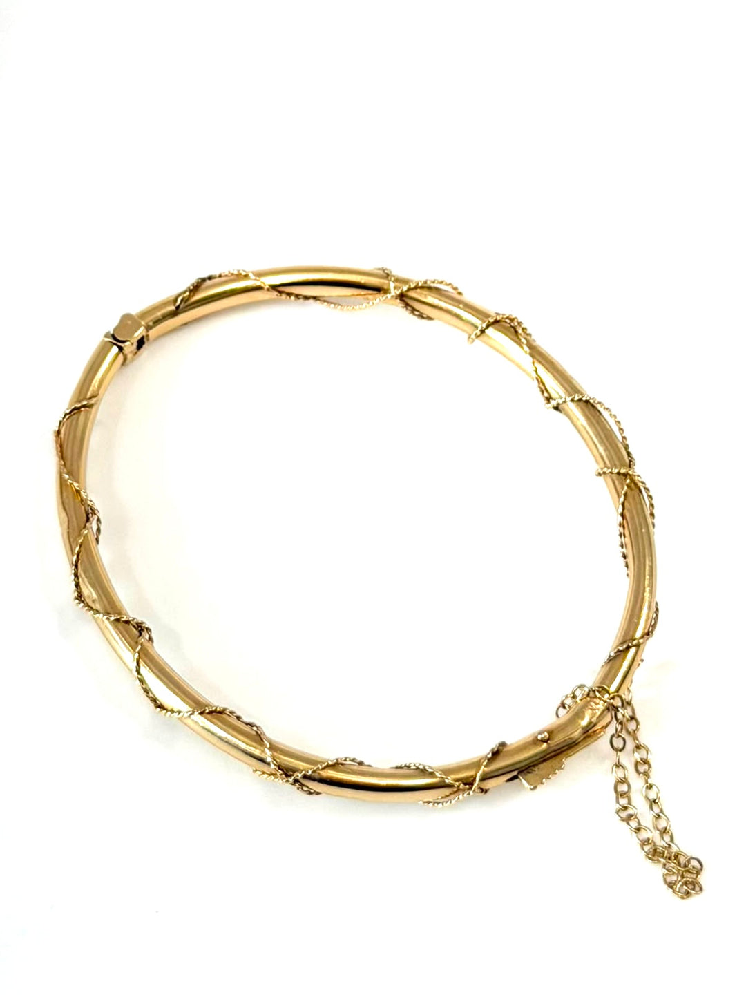 14K YELLOW GOLD TWISTED ROPE BANGLE BRACELET