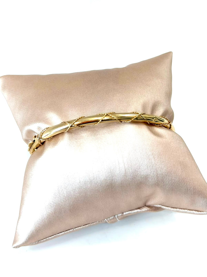 14K YELLOW GOLD TWISTED ROPE BANGLE BRACELET