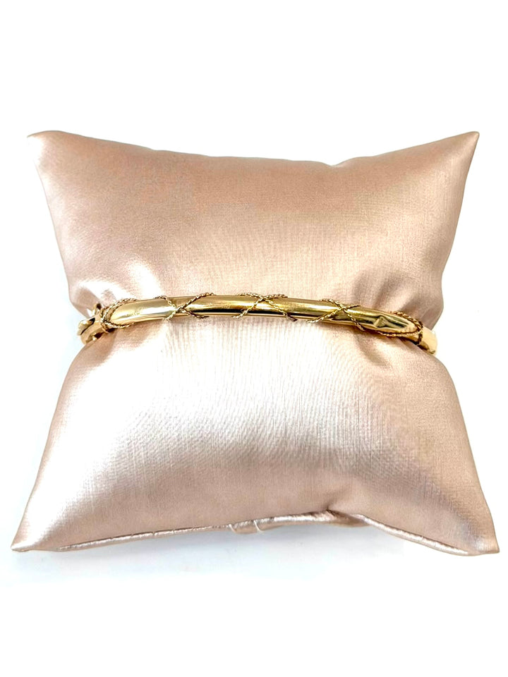14K YELLOW GOLD TWISTED ROPE BANGLE BRACELET