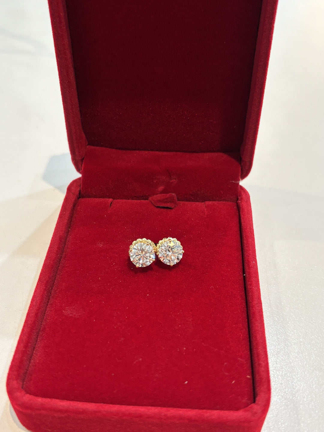 14K 4 CT LAB DIAMOND STUD EARRINGS