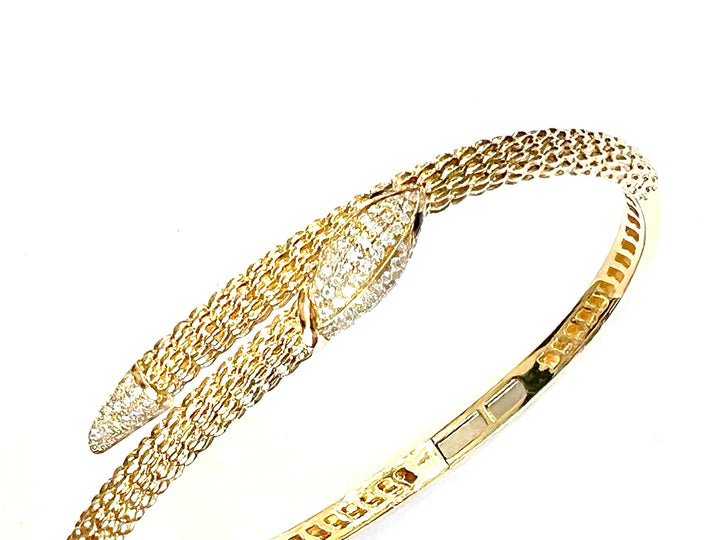 14K GOLD DIAMOND AND RUBY SNAKE BRACELET