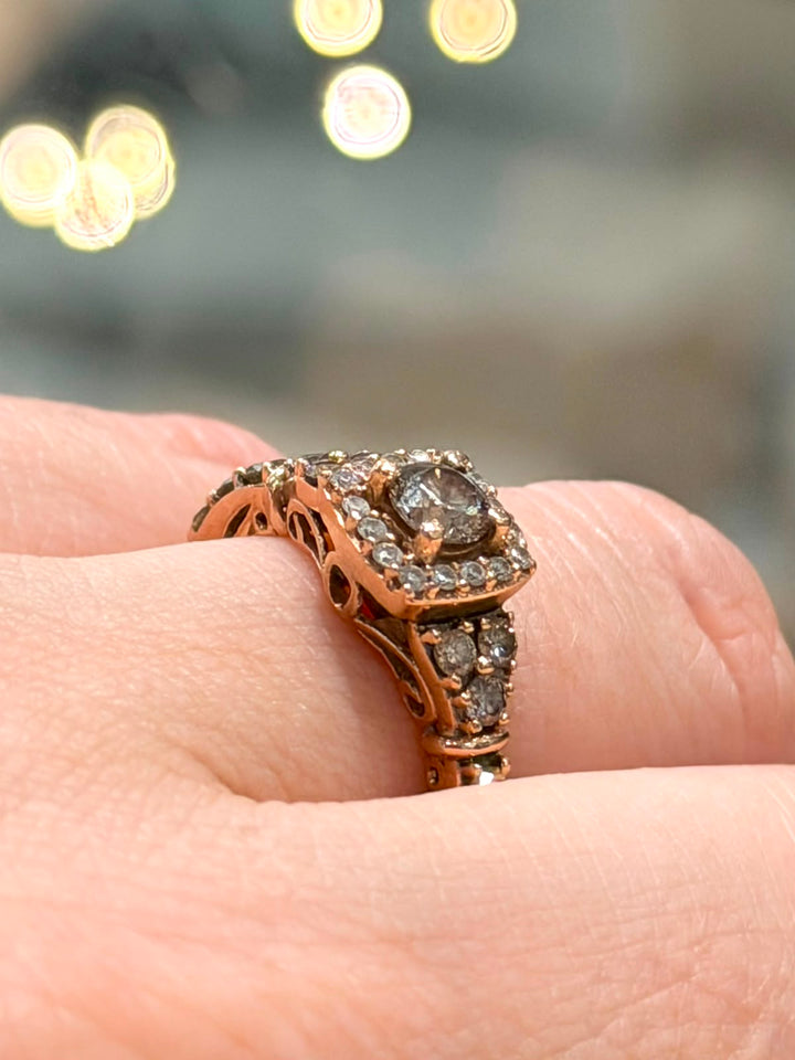 14K ROSE GOLD VINTAGE-INSPIRED DIAMOND RING