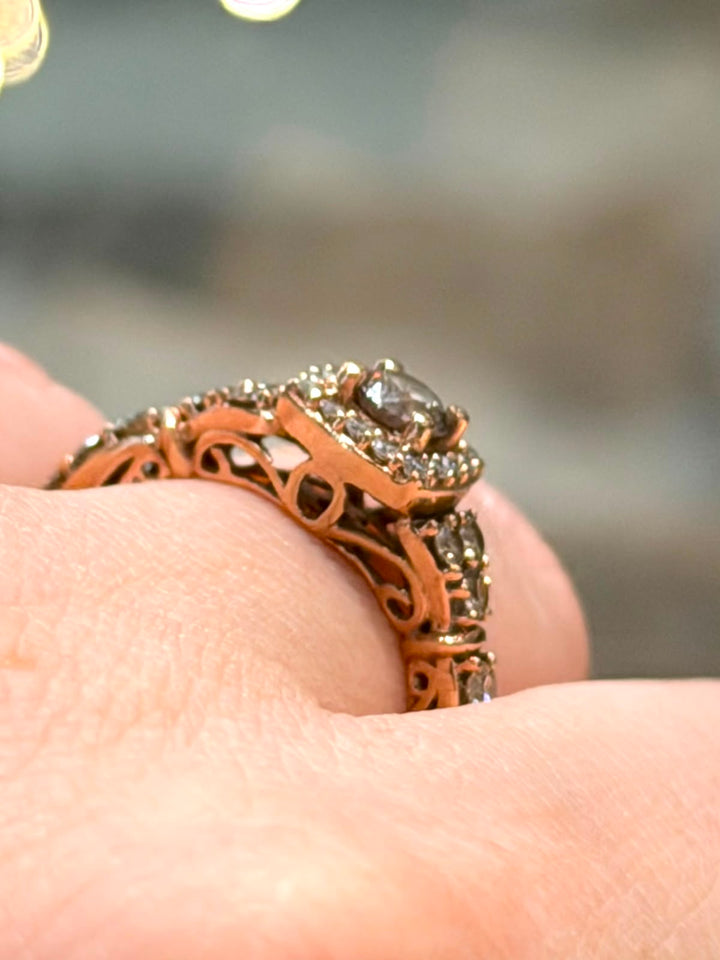 14K ROSE GOLD VINTAGE-INSPIRED DIAMOND RING