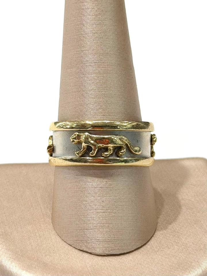 14K TWO-TONE PANTHER BAND RING