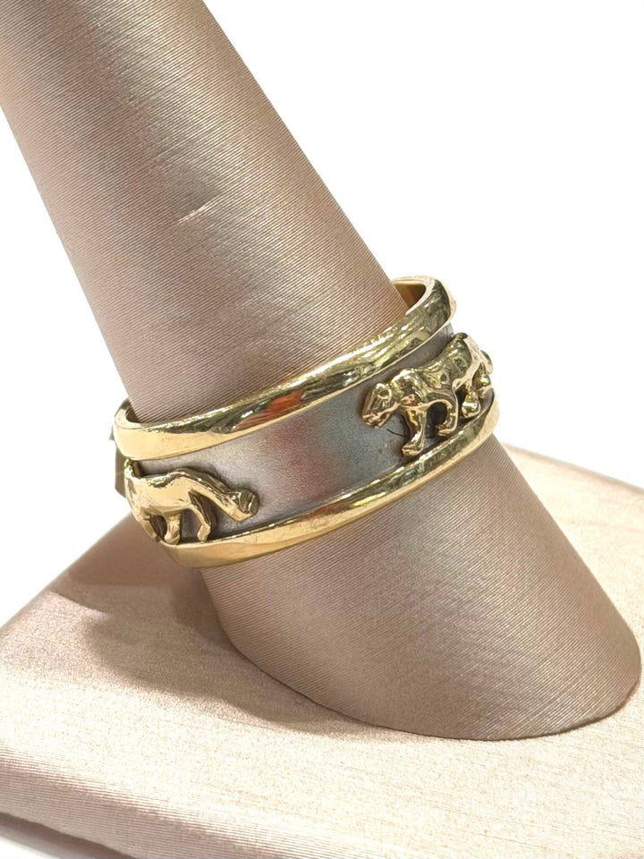 14K TWO-TONE PANTHER BAND RING