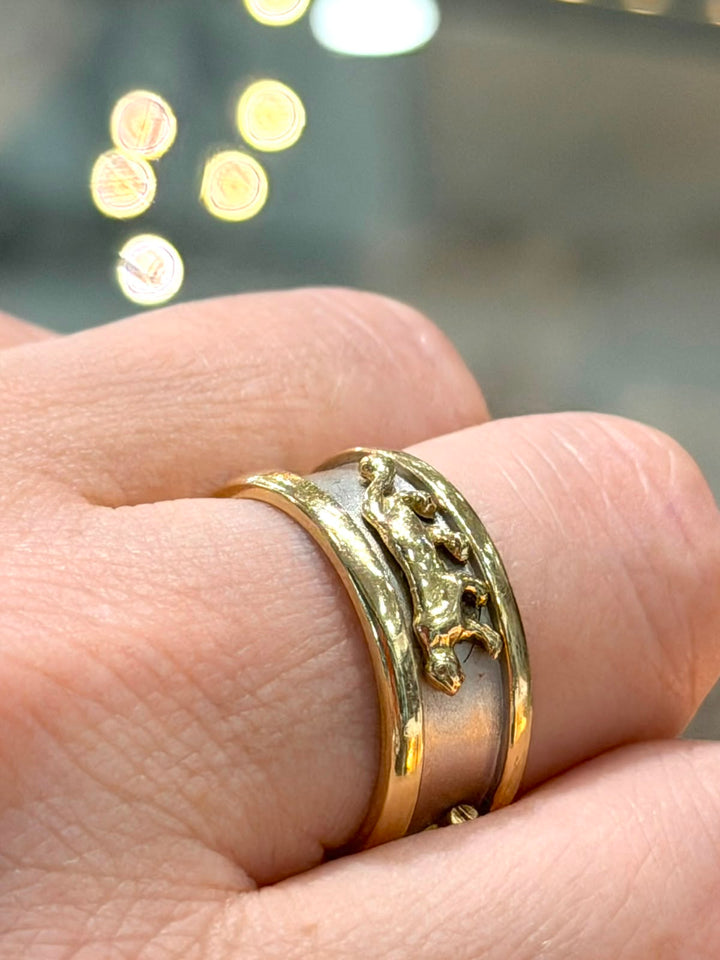 14K TWO-TONE PANTHER BAND RING
