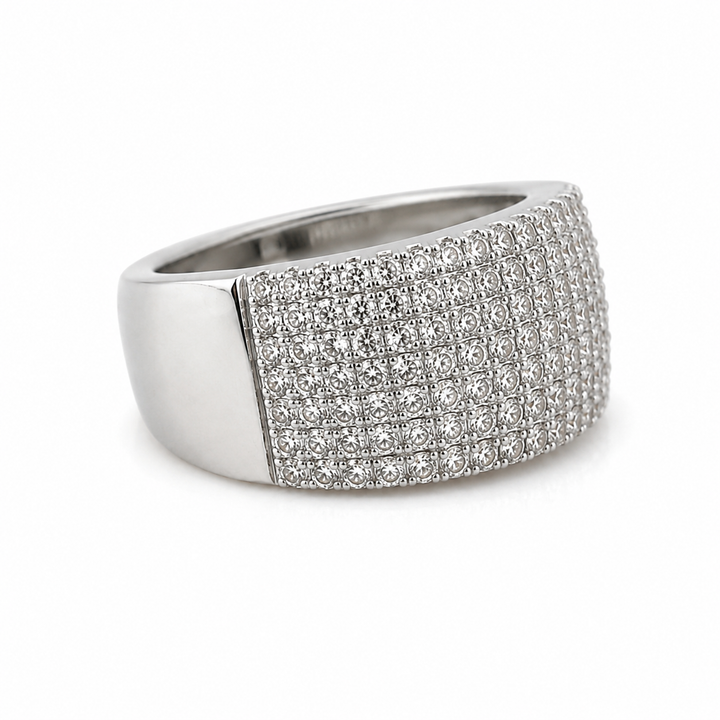 14K WHITE GOLD 1.28 CT DIAMOND PAVE BAND RING