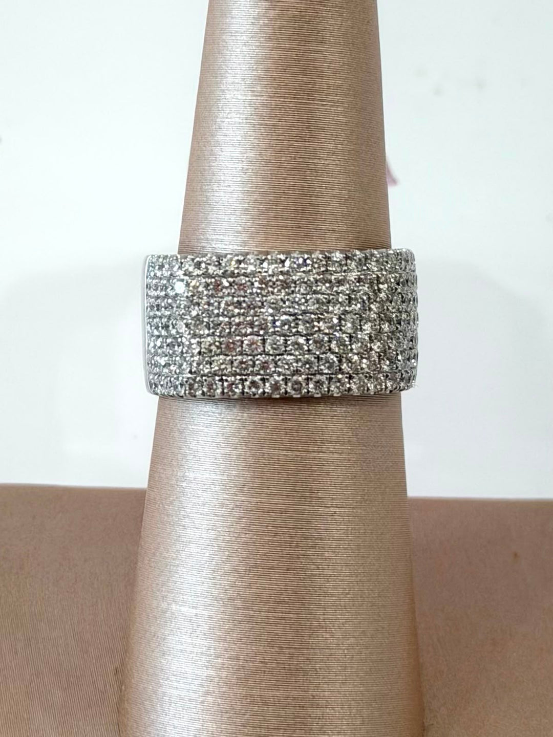 14K WHITE GOLD 1.28 CT DIAMOND PAVE BAND RING