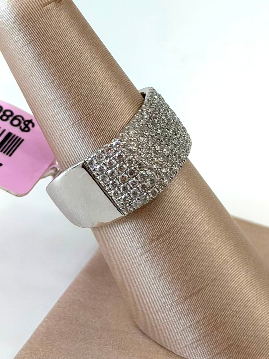 14K WHITE GOLD 1.28 CT DIAMOND PAVE BAND RING
