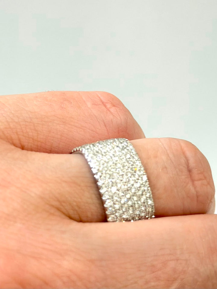14K WHITE GOLD 1.28 CT DIAMOND PAVE BAND RING