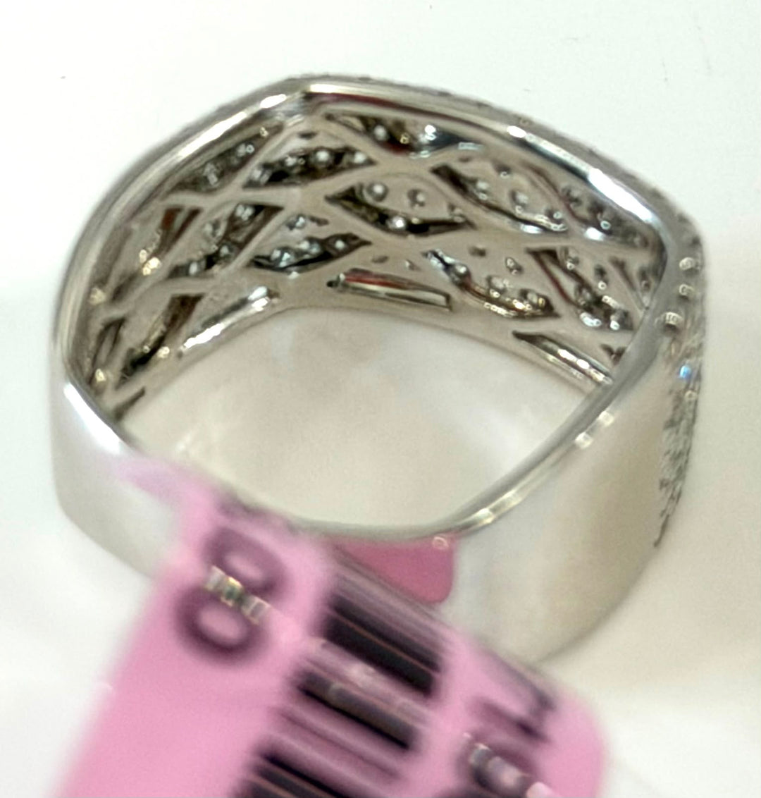 14K WHITE GOLD 1.28 CT DIAMOND PAVE BAND RING