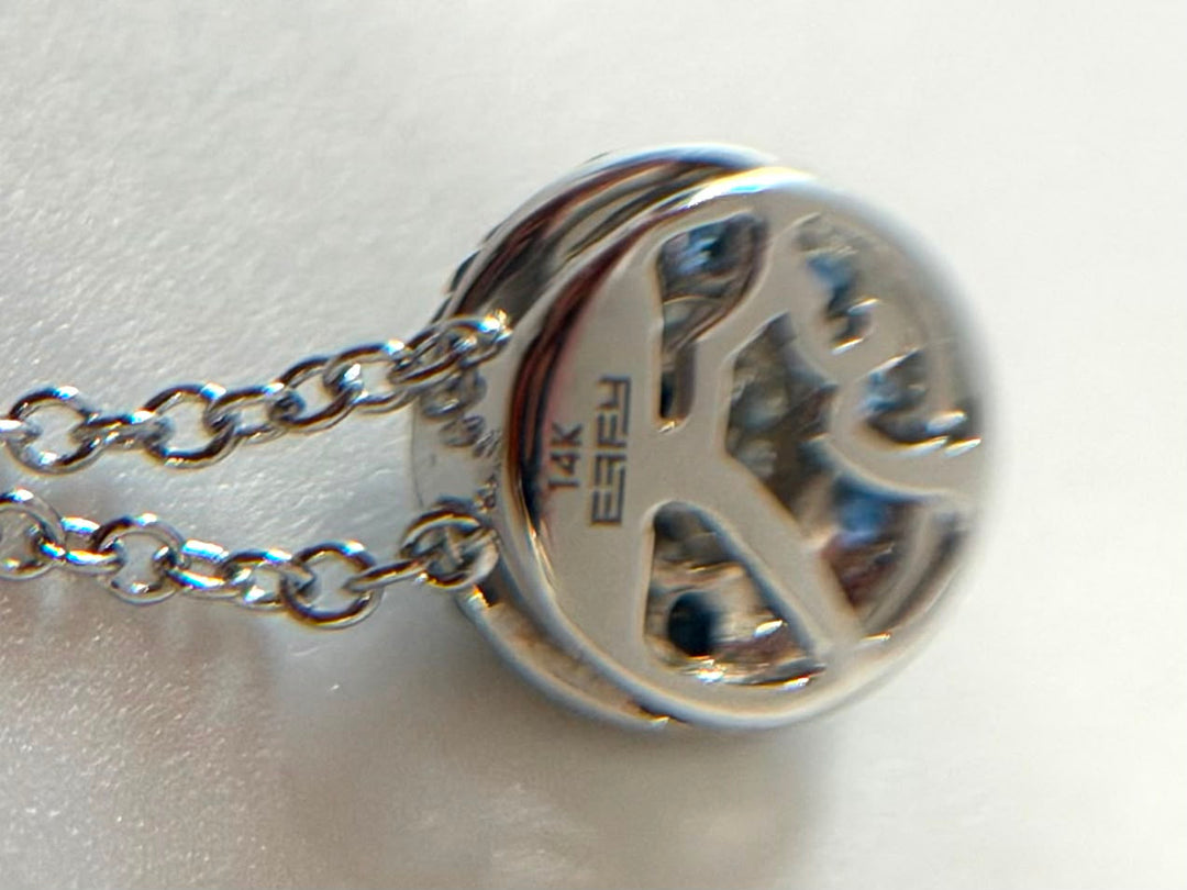 14K WHITE GOLD BLUE SAPPHIRE &amp; DIAMOND EVIL EYE NECKLACE