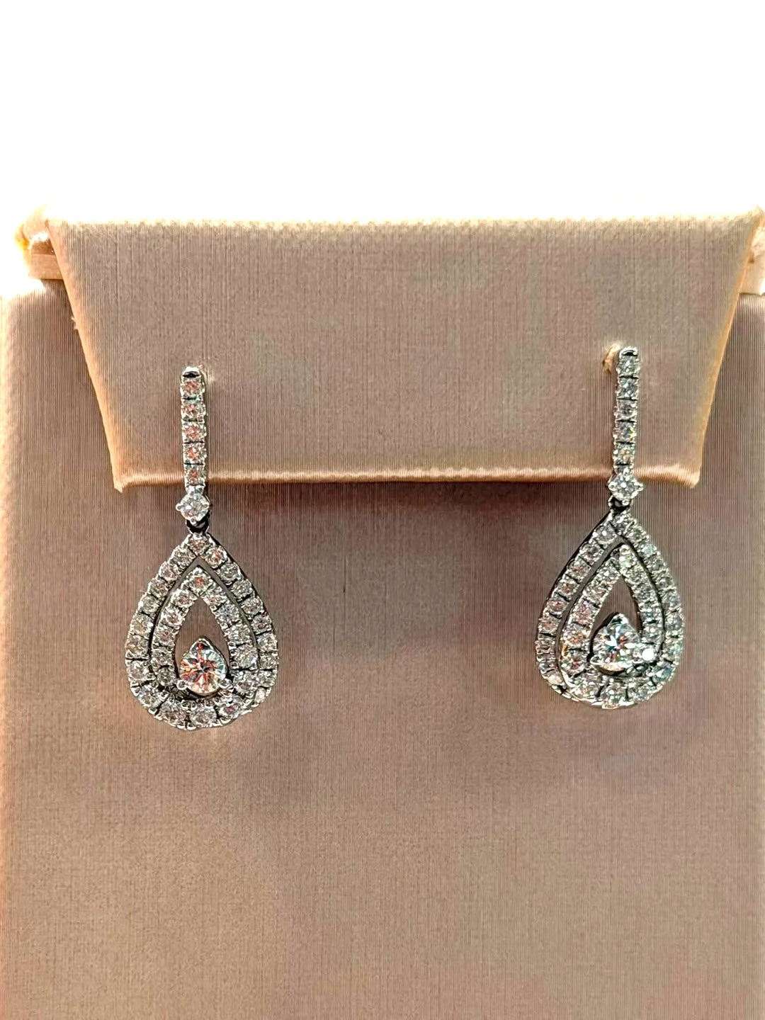 14K WHITE GOLD DANCING DIAMOND DROP EARRINGS