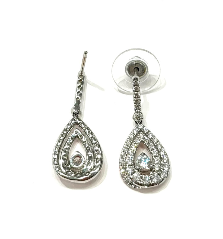 14K WHITE GOLD DANCING DIAMOND DROP EARRINGS