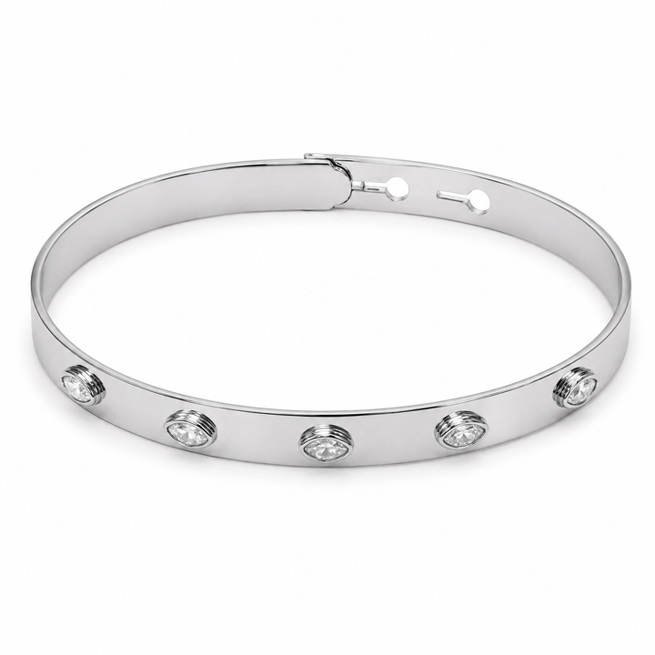 14K WHITE GOLD DIAMOND BANGLE BRACELET