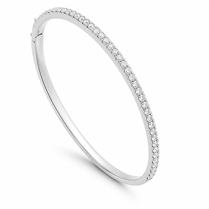14K WHITE GOLD DIAMOND BANGLE BRACELET