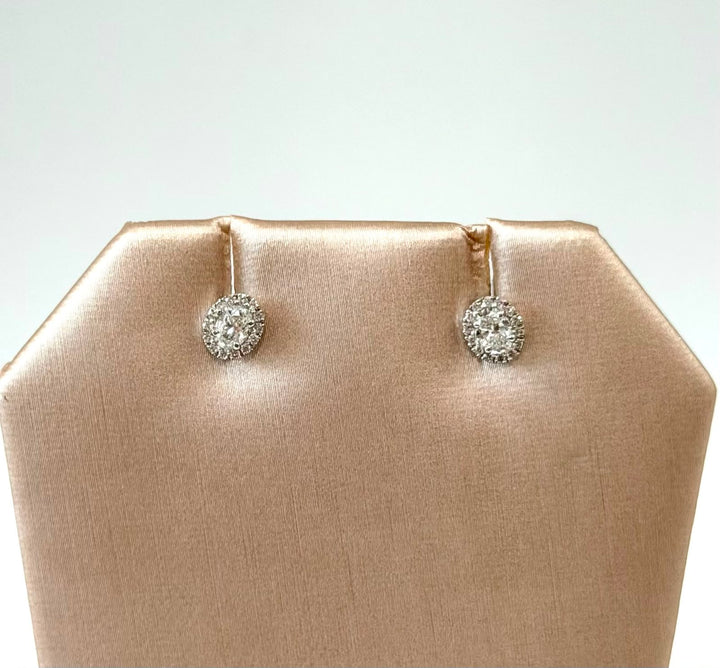 14K WHITE GOLD DIAMOND HALO STUD EARRINGS