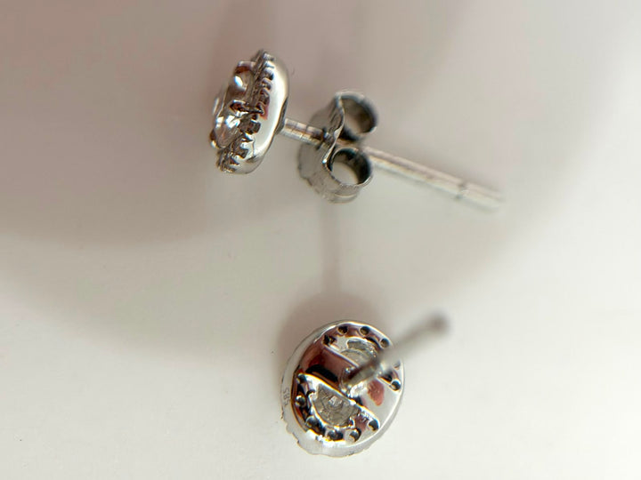 14K WHITE GOLD DIAMOND HALO STUD EARRINGS