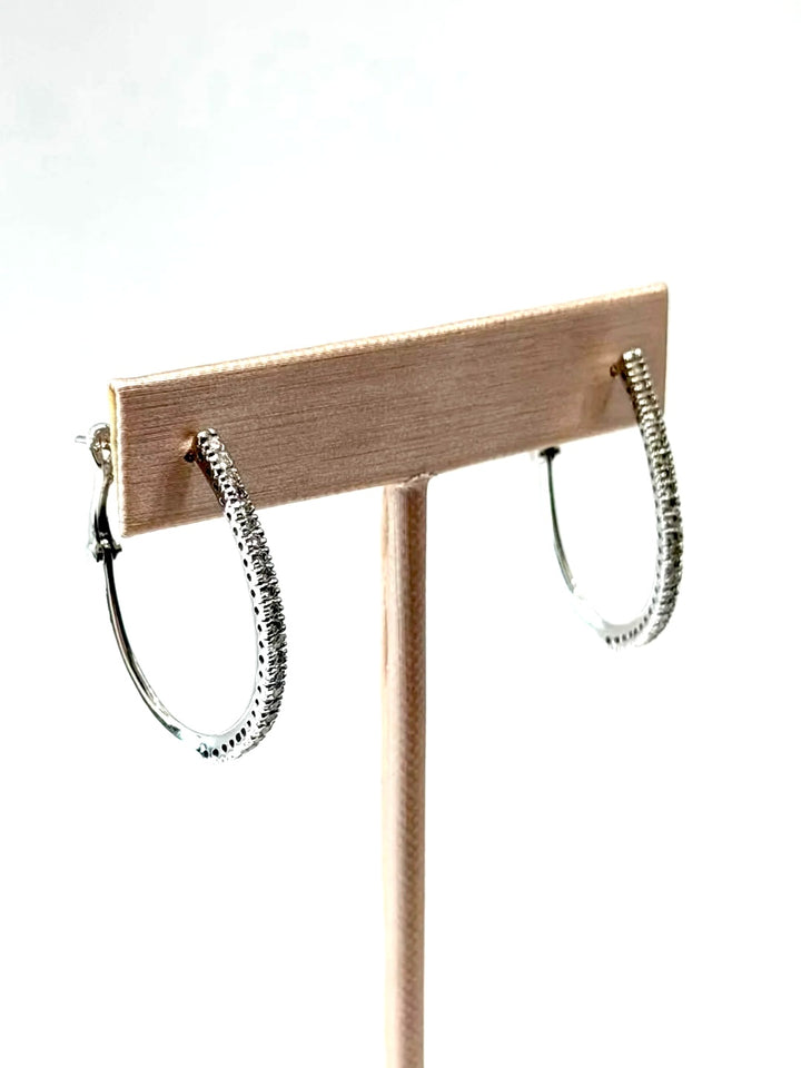 14K WHITE GOLD DIAMOND HOOP EARRINGS