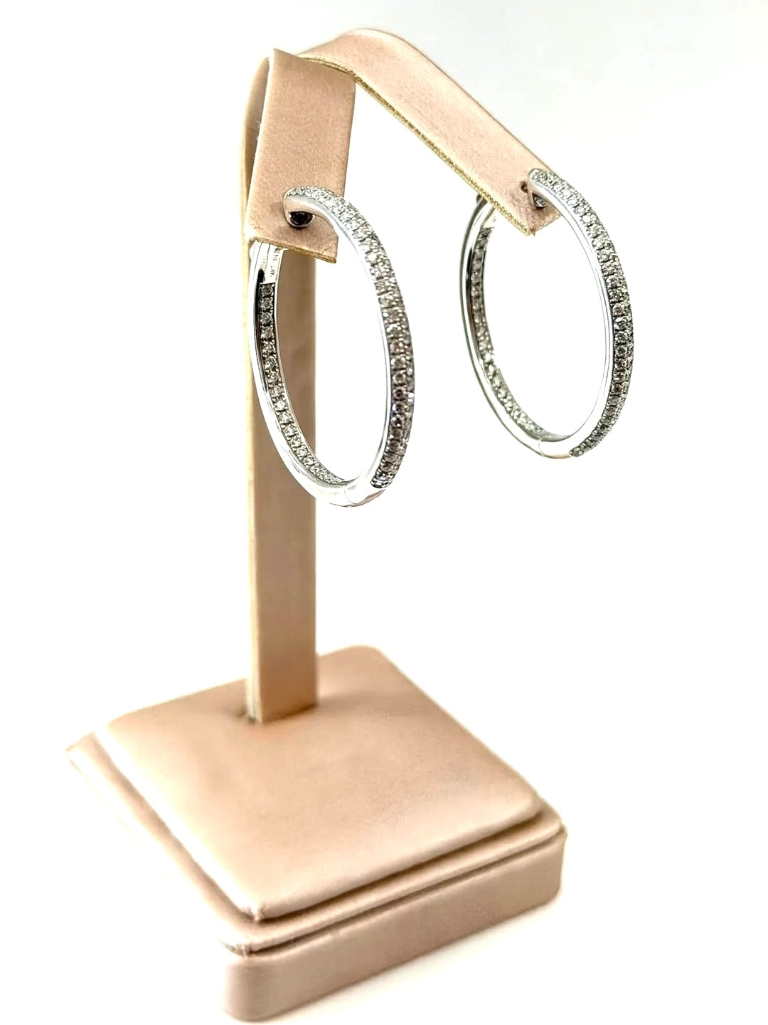 14K WHITE GOLD DIAMOND INSIDE OUT HOOP EARRINGS