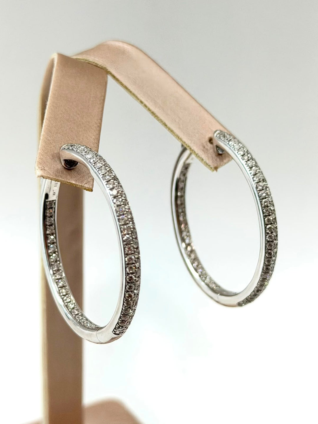 14K WHITE GOLD DIAMOND INSIDE OUT HOOP EARRINGS