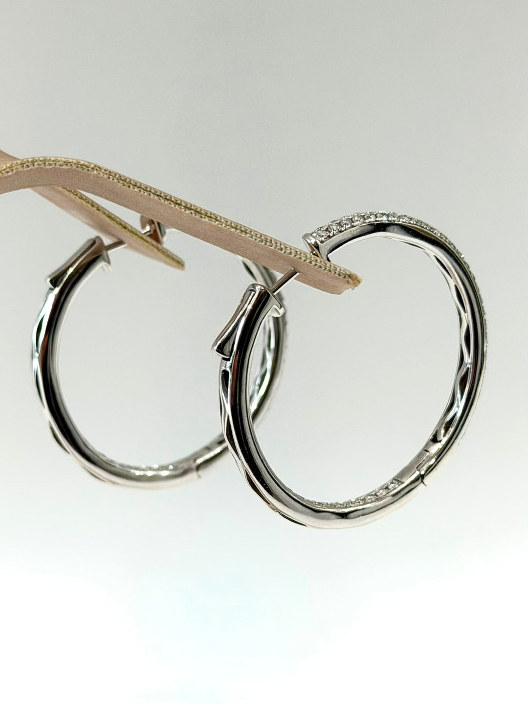 14K WHITE GOLD DIAMOND INSIDE OUT HOOP EARRINGS